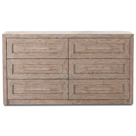 Transitional Six Drawer Dresser with Built-in Power Outlet